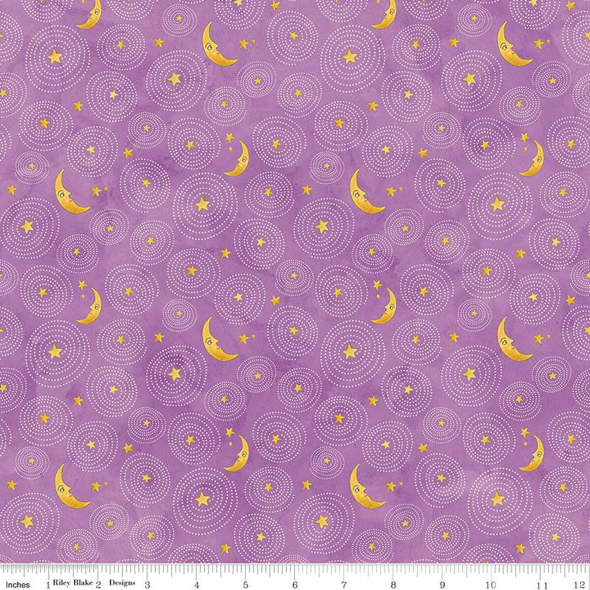 Teresa Kogut – Ghoul Friends Stars and Moon Purple (by the half yard) - Small Town Fabric Co.