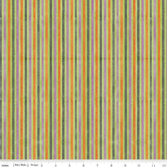 Teresa Kogut – Ghoul Friends Stripes Multi (by the half yard) - Small Town Fabric Co.