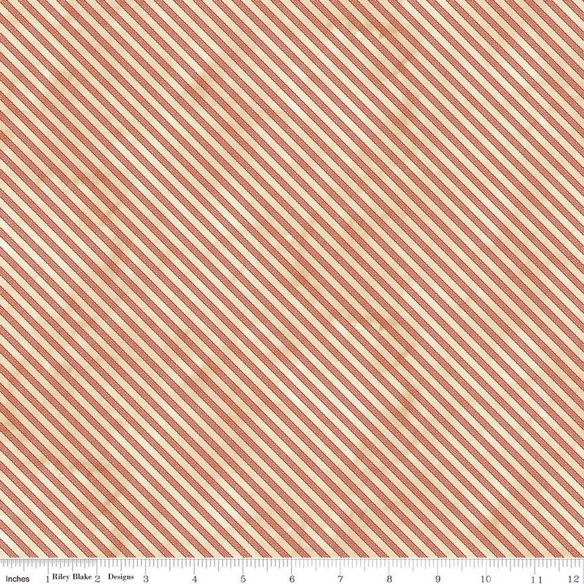 Teresa Kogut – Naughty or Nice Ticking Parchment (by the half yard) - Small Town Fabric Co.