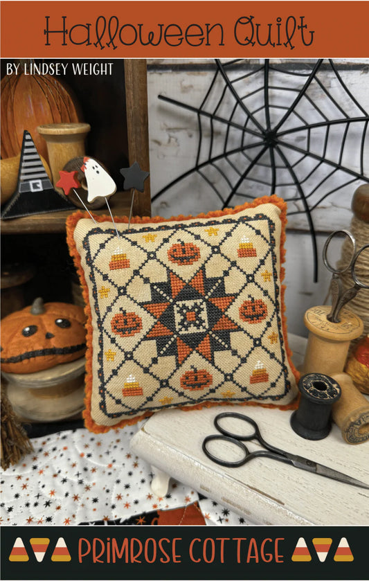 Halloween Quilt – Cross Stitch Pattern by Lindsey Weight of Primrose Cottage Stitches (Paper Pattern) - Small Town Fabric Co.