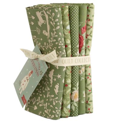 Tilda Fabrics – Merry Little Christmas Fat Quarter Bundle (5 pc Green) - Small Town Fabric Co.