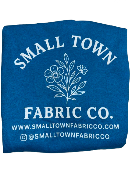 Small Town Fabric Co. Logo Hoodie – Antique Sapphire (Gildan Heavy Blend) SIZE MEDIUM - Small Town Fabric Co.