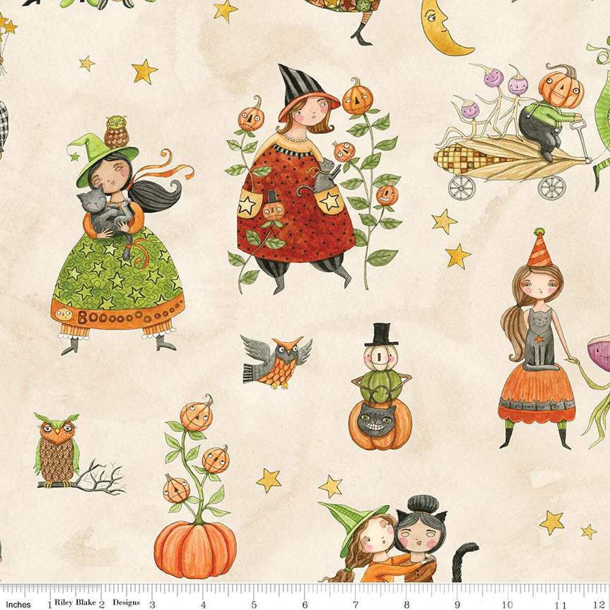 Teresa Kogut – Ghoul Friends Main Cream - (by the half yard) - Small Town Fabric Co.
