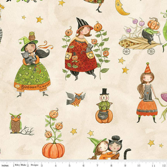Teresa Kogut – Ghoul Friends Main Cream - (by the half yard) - Small Town Fabric Co.