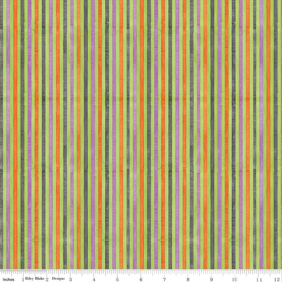 Teresa Kogut – Ghoul Friends Stripes Multi (by the half yard) - Small Town Fabric Co.