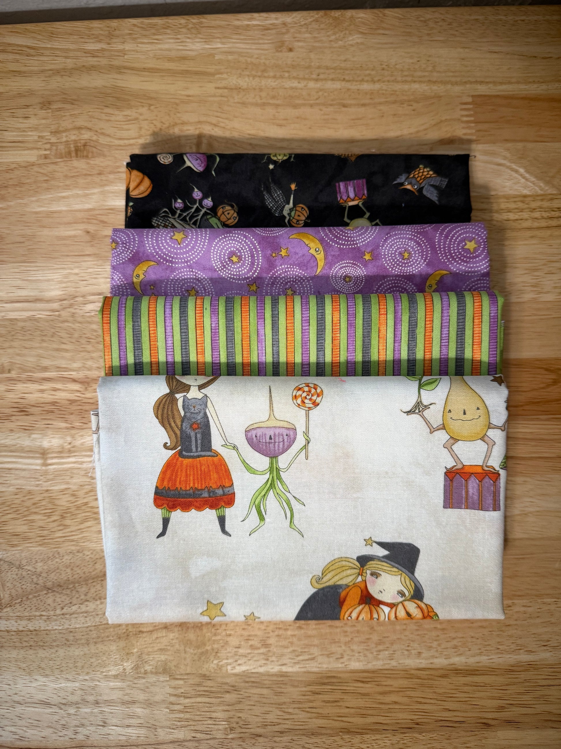 Ghoul Friends 4-Pack – 1/2 Yard Halloween Fabric Bundle by Teresa Kogut - Small Town Fabric Co.