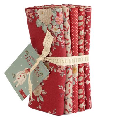 Tilda Fabrics – Merry Little Christmas Fat Quarter Bundle (5 pc Red) - Small Town Fabric Co.