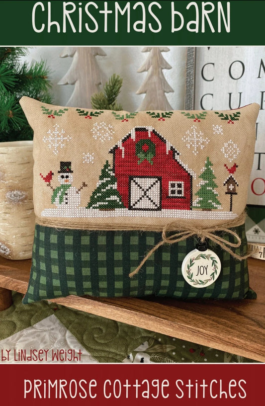 Christmas Barn – Cross Stitch Pattern by Lindsey Weight of Primrose Cottage Stitches (Paper Pattern) - Small Town Fabric Co.