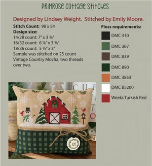 Christmas Barn – Cross Stitch Pattern by Lindsey Weight of Primrose Cottage Stitches (Paper Pattern) - Small Town Fabric Co.