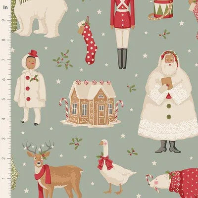 Merry Little Christmas - Winterfriends Duckegg - 1/2 Yard - Small Town Fabric Co.